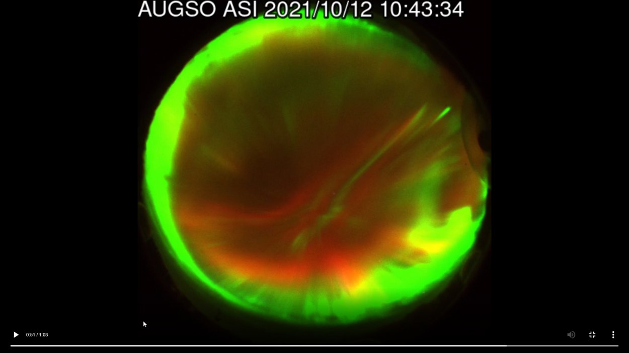 Northern lights captured in the early morning by 360-degree cameras at an AU observatory. These images were taken minutes apart and show colour changes that occur due to changes in pressure and gas.