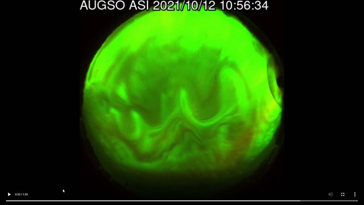 Northern lights captured in the early morning by 360-degree cameras at an AU observatory. These images were taken minutes apart and show colour changes that occur due to changes in pressure and gas.