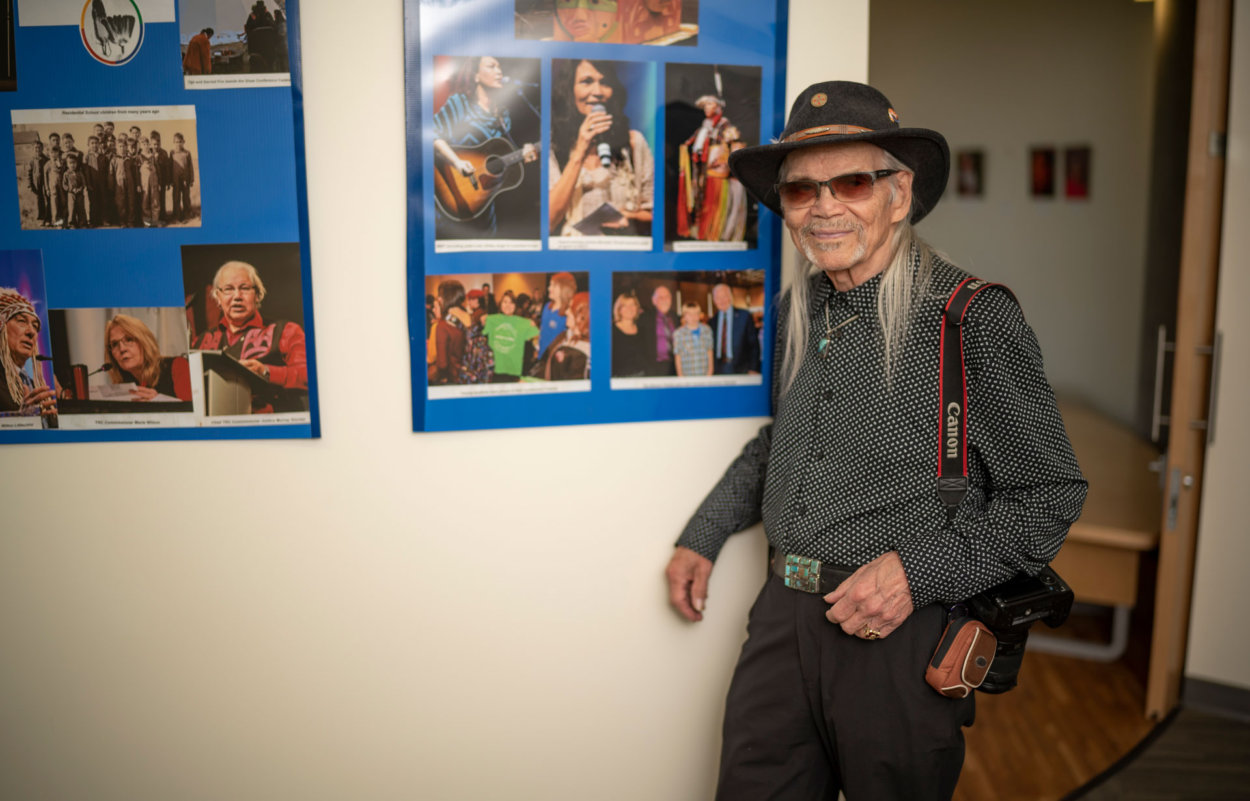 Artist Terry Lusty inside the Bertha Jones-Clark O.C. Art Gallery.