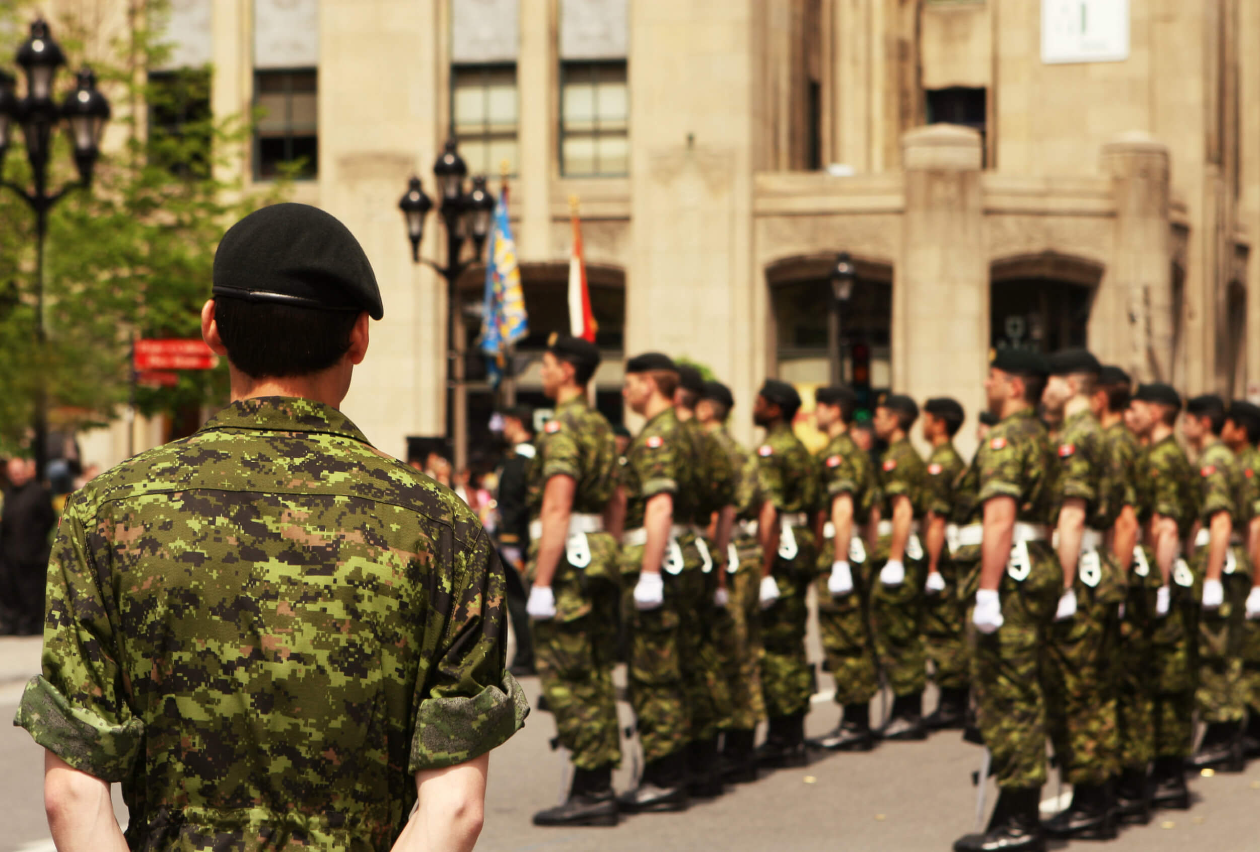 Soldiers, all disciplined and standing in line