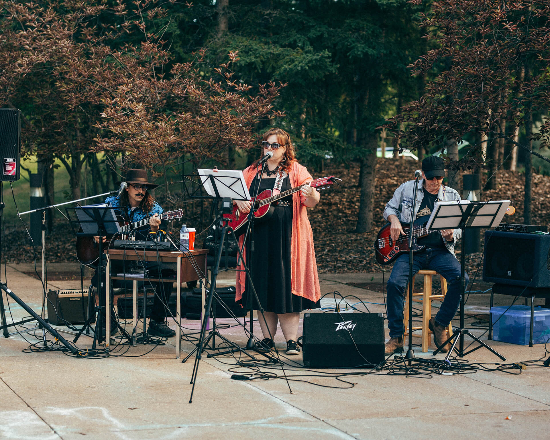 musicians play at Athabasca University’s main campus for homecoming June 18.