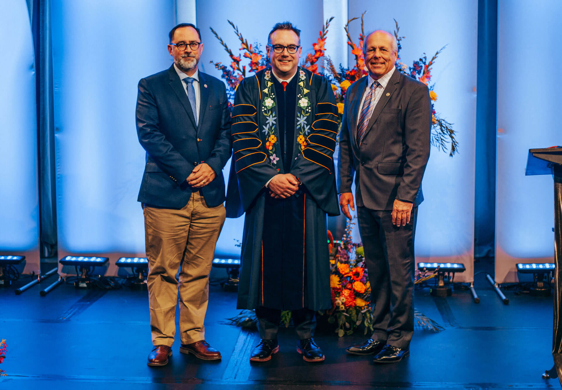 (From left) Athabasca County Reeve Brian Hall, Dr. Alex Clark, and Athabasca Mayor Rob Balay.